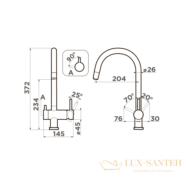 смеситель omoikiri yamada-p-wh 4974227 для кухни с подключением к фильтру, белый