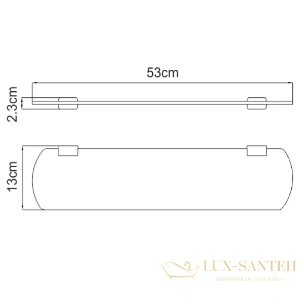 полка стеклянная wasserkraft sauer k-7924 53 см, золотой