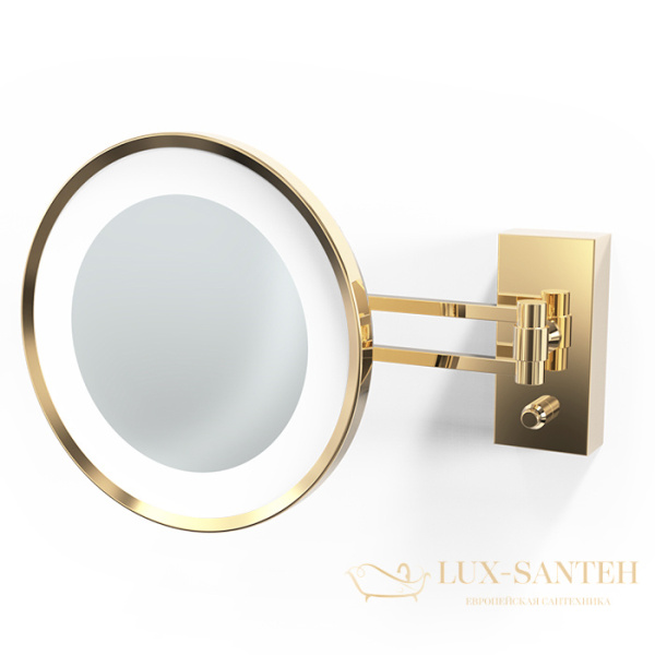 косметическое зеркало  подвесное 215 мм, decor walther bs 36/v led, 0122220, увеличение x5, золото