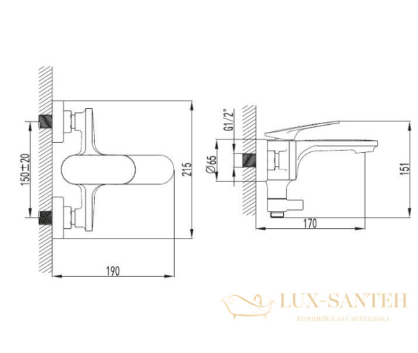 смеситель для ванны aquame imola aqm6712cr, с душевым набором, хром