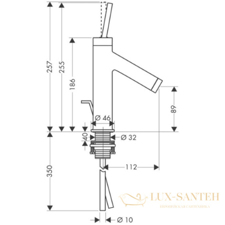 смеситель для раковины 90, axor starck, 10117000, без донного клапана, хром