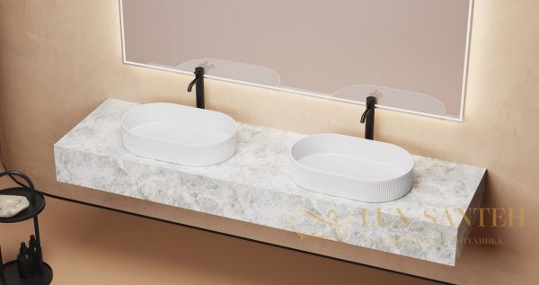 раковина накладная abber bequem ac2116mw, 57,5х36 см, белый матовый