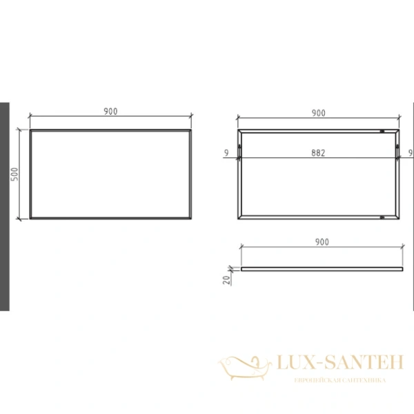 зеркало belbagno spc-900 без подсветки 90x50 см