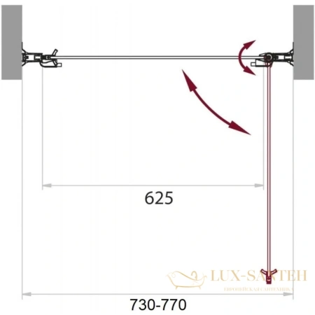 душевая дверь belbagno sela-b-1 sela-b-1-75-p-cr 75 см, стекло рифленое