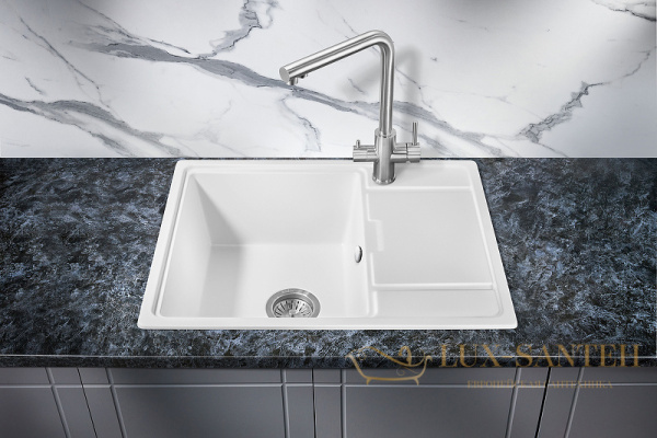 кухонная мойка milacio navarra mc.77062 65 см, белый