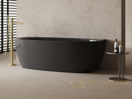 ванна пристенная из карбона abber karbon ak9004, 170х80х55h см, черный глянцевый