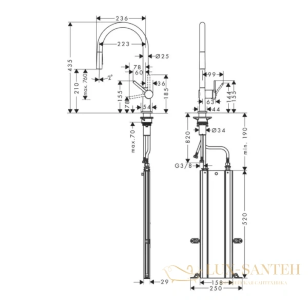 смеситель для кухни hansgrohe talis m54 72801800
