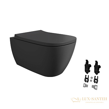 комплект, alice wunder, 45000108set: подвесной унитаз, aliflush+ 45000108; сиденье для унитаза softclose mc4508s; набор крепёжный fix10wbklix, черный
