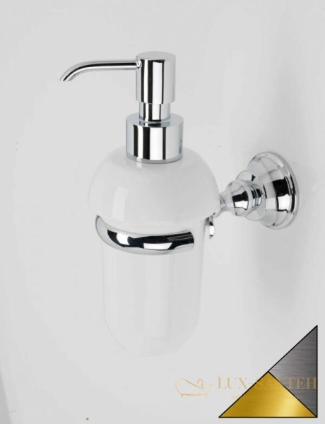 дозатор керамический stil haus smart sm30(02-bi) настенный, хром-золото-белая керамика