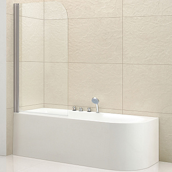 шторка на ванну cezares eco eco-o-v-1-80/140-c-cr 80 см профиль хром, стекло прозрачное