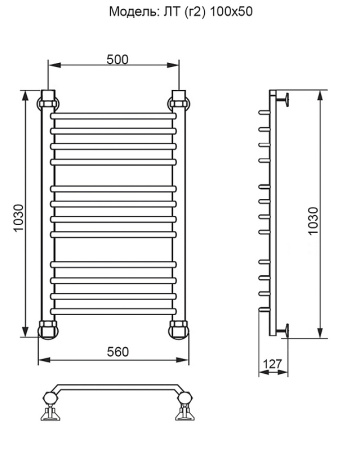 полотенцесушитель ника trapezium лт (г2) 100/50, цвет хром