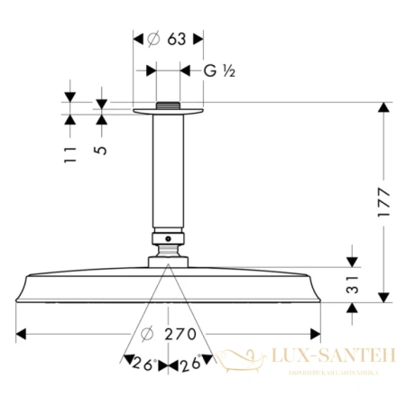 верхний душ hansgrohe raindance classic 240 air 27405000