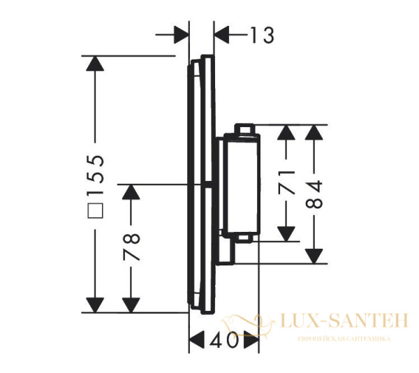 термостат для душа встраиваемый hansgrohe showerselect comfort e, 15571340, черный хром шлифованный