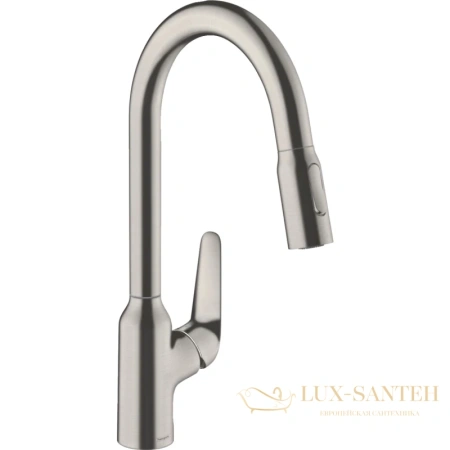смеситель для кухни hansgrohe focus m42 с вытяжным изливом сталь (71800800)
