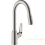 смеситель для кухни hansgrohe focus m42 с вытяжным изливом сталь (71800800)