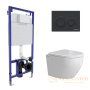 комплект berges  043390: подвесной унитаз okus rimless с системой инсталляции novum 525 и панелью смыва, черный матовый