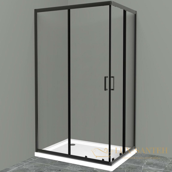 душевой уголок belbagno uno uno-195-ah-2-120/100-c-nero 120х100 см профиль черный матовый, стекло прозрачное