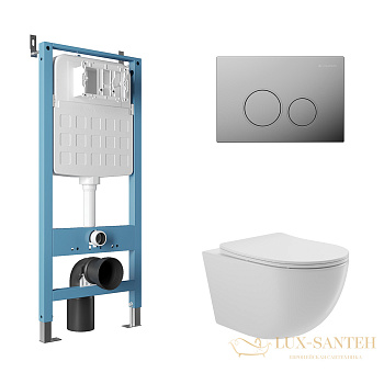 комплект aqueduto aqds105, инсталляция tecnica novo, панель смыва circulo, хром, унитаз ovo, сиденье микролифт, белый 