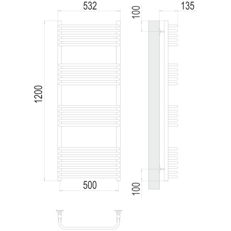 полотенцесушитель водяной terminus стандарт 4670078529817 п22 500x1200