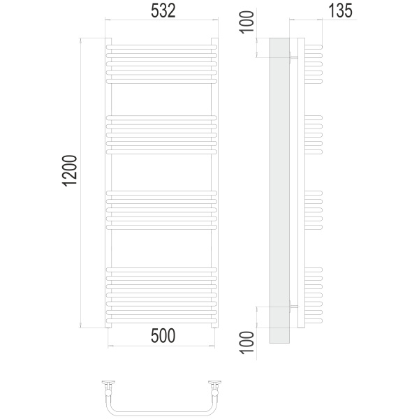 полотенцесушитель водяной terminus стандарт 4670078529817 п22 500x1200