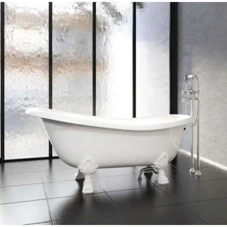 ванна astra-form роксбург 01010032 из литого мрамора 170х79 см, белые ноги, белый