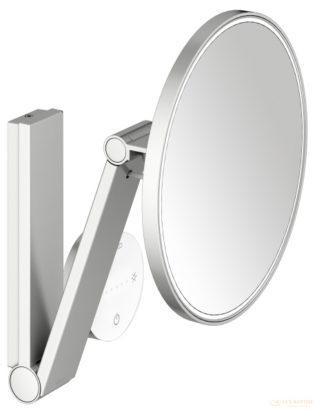 косметическое зеркало keuco ilook_move 17612219002, сенсорное, x 5 кратное увеличение, 5 уровней цвета, свет белый теплый, нержавеющая сталь шлифованн