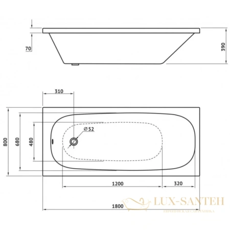 акриловая ванна berges nelu 050021 180х80 см, белый