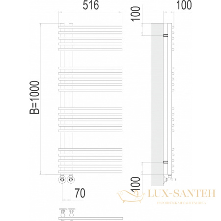 полотенцесушитель водяной terminus астра 4670078530493 п20 70x1000