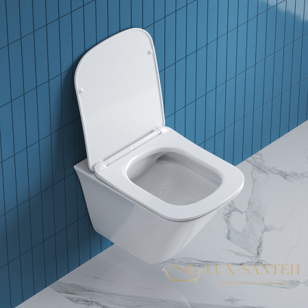 подвесной унитаз belbagno marmi bb052chr/bb052sc с сиденьем микролифт, белый