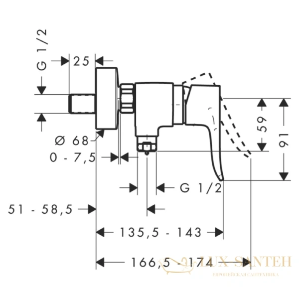 смеситель hansgrohe metris 31680000 для душа