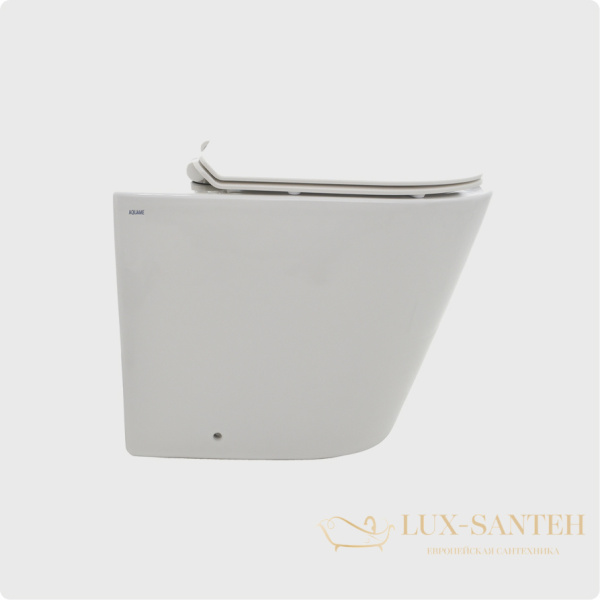 унитаз приставной безободковый aquame aqm3001, с быстросъемным сиденьем softclose, белый глянцевый