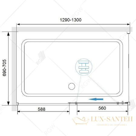 душевой уголок rgw stilvoll 32324237-011 sv-42 130х70, профиль хром, стекло прозрачное