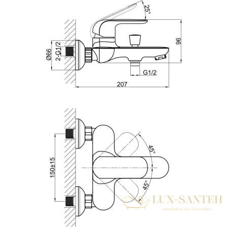 смеситель d&k venice.gondola da1023218 для ванны, черная бронза