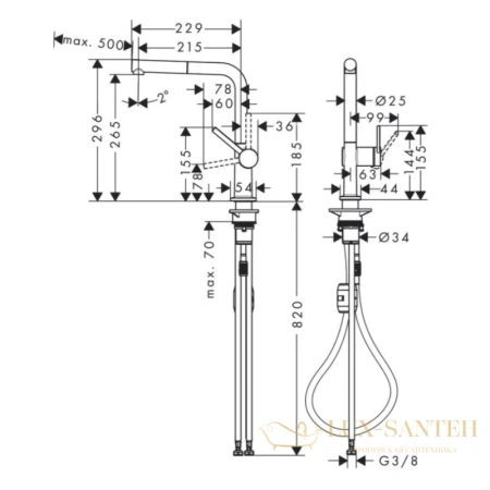смеситель для кухни hansgrohe talis m54 72845000 хром