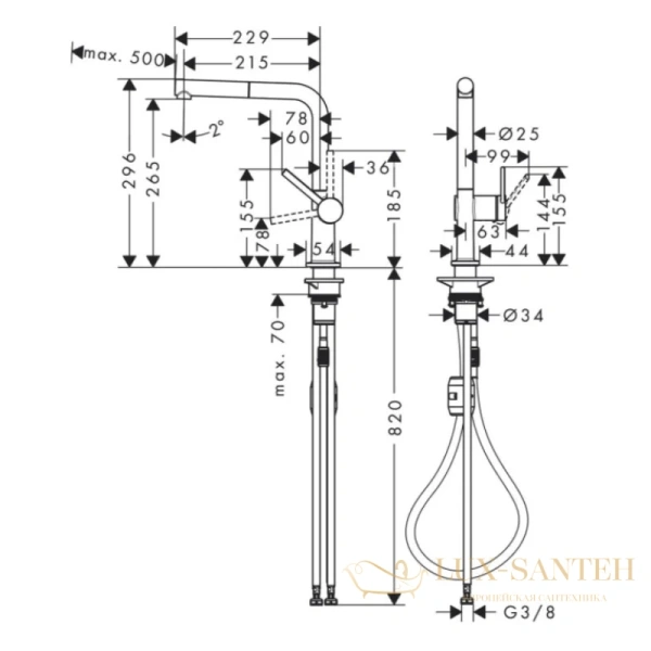 смеситель для кухни hansgrohe talis m54 72845000 хром