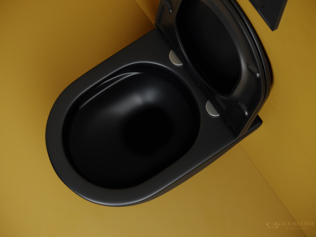 унитаз подвесной ceramica nova vogue, cn4008tmb, смыв торнадо, безободковый, с сиденьем микролифт, черный матовый