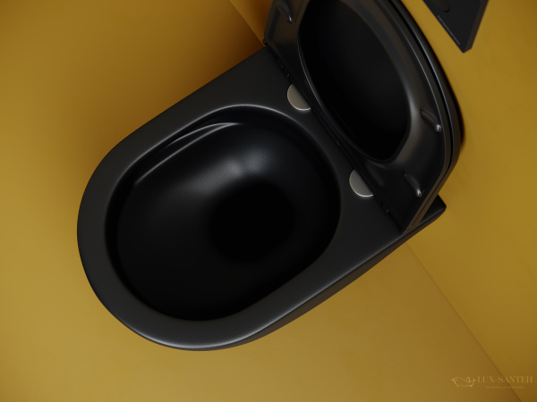 унитаз подвесной ceramica nova vogue, cn4008tmb, смыв торнадо, безободковый, с сиденьем микролифт, черный матовый