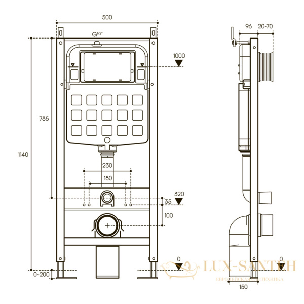 комплект aqueduto aqds115t, инсталляция tecnica novo, панель смыва quadrado, хром, унитаз cone, сиденье микролифт, белый