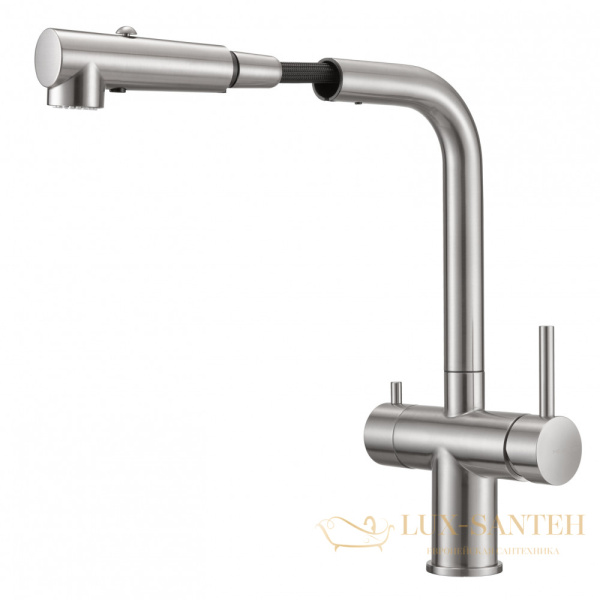 смеситель для кухни под фильтр с выдвижным изливом milacio mcu.561.ss, нержавеющая сталь