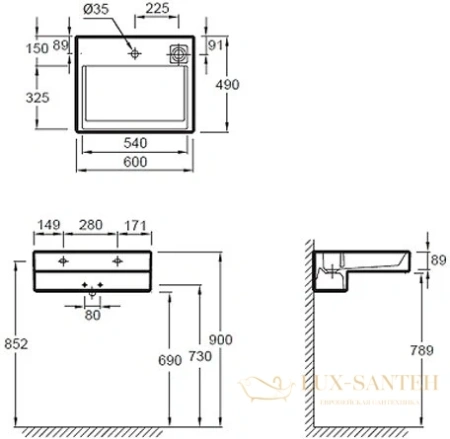 раковина-столешница jacob delafon terrace с подсветкой 60x49 exe9112-00