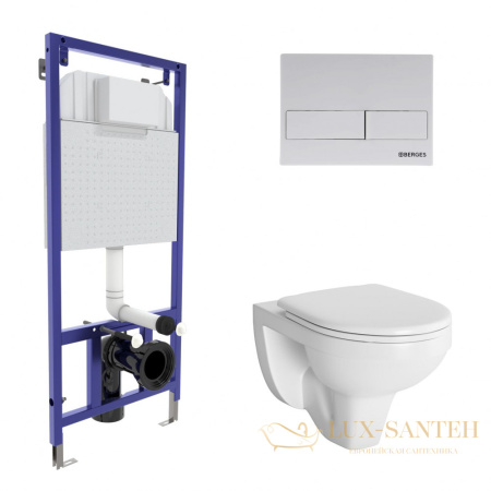 комплект berges  042428: подвесной унитаз gamma с системой инсталляции novum 525 и панелью смыва, белый