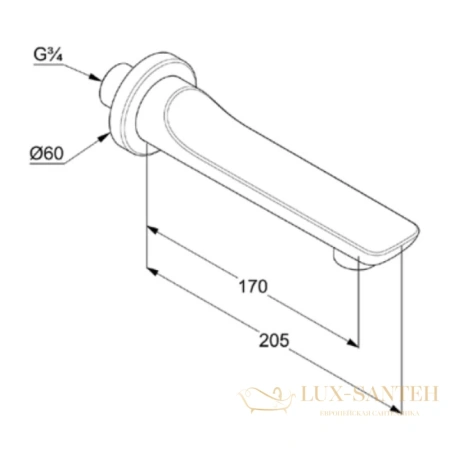 излив для ванны 170 мм kludi balance 5250305, хром