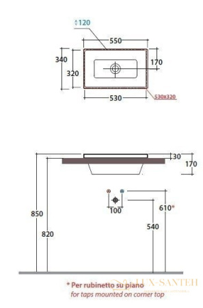 раковина встраиваемая сверху globo forty3, fo056.bi, 55*34см, белый глянцевый