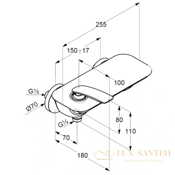 смеситель kludi balance 527108775 для душа, хром/черный матовый