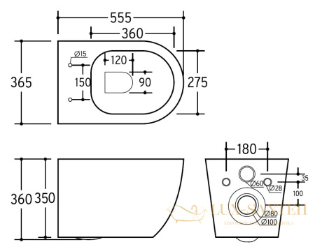 унитаз подвесной безободковый charus estella rimless ewc700-121b, с быстросъемной крышкой с сиденьем, микролифт, черный матовый