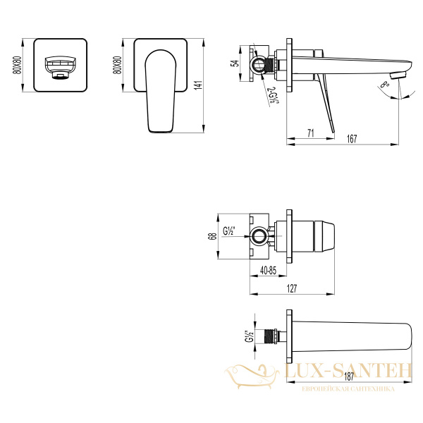 смеситель для раковины встраиваемый lemark bronx lm3736bl, с донным клапаном, черный матовый
