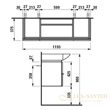 тумба под раковину laufen palace new 4.0130.2.075.475.1 1193х375 мм, белый глянцевый