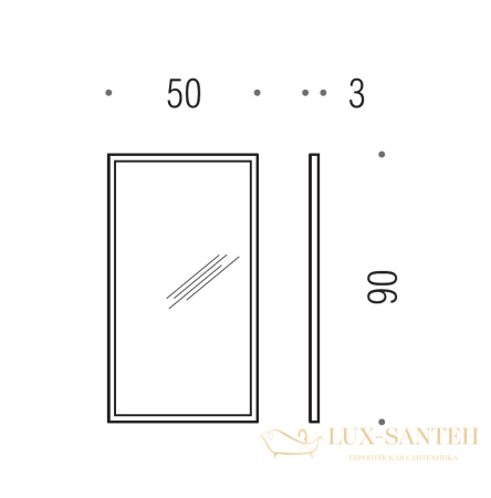зеркало colombo design gallery b2060 90x50 см со светильником в металлической раме, нержавеющая сталь полированная