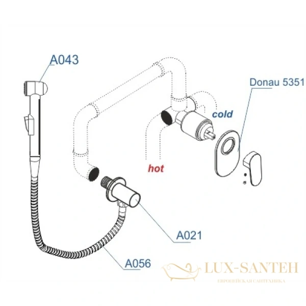 гигиенический комплект wasserkraft donau a15356, хром
