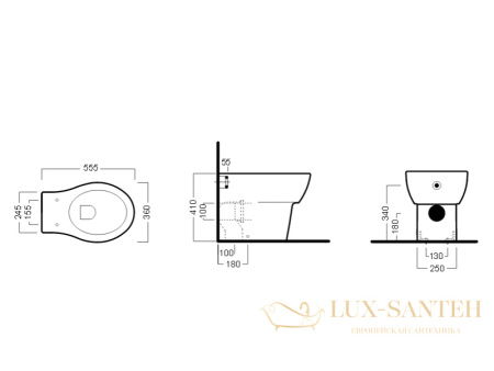 унитаз приставной hatria nido y0qu01, белый глянцевый